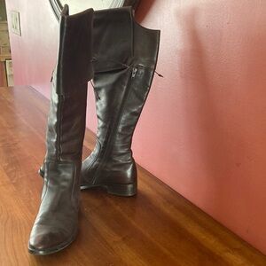 Elegant Brown Leather Knee-High Boots Size 38